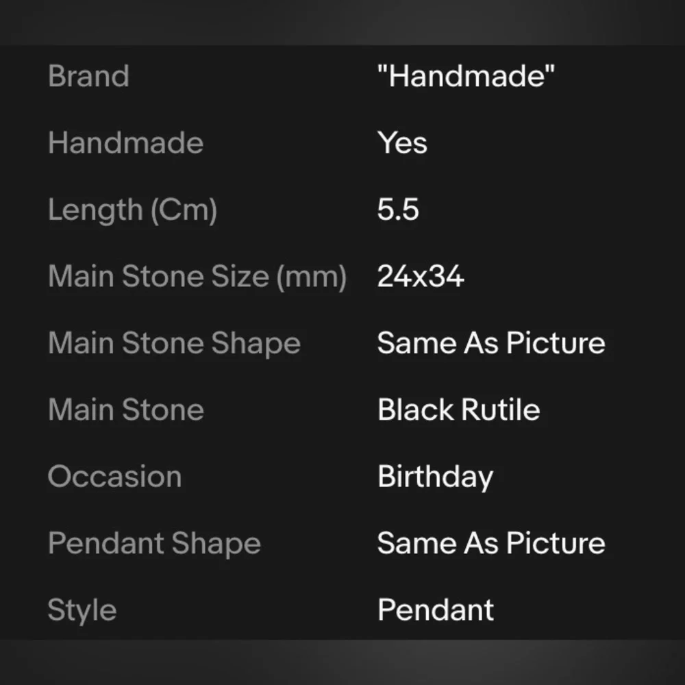 BLACK RUTILE PENDANT - Picture 2 of 3